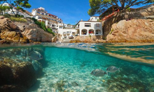 Spain,Costa,Brava,Typical,Village,On,The,Mediterranean,Coast,And