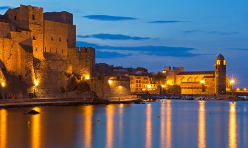 Collioure,,Coastal,Village,In,The,South,Of,France,At,Night