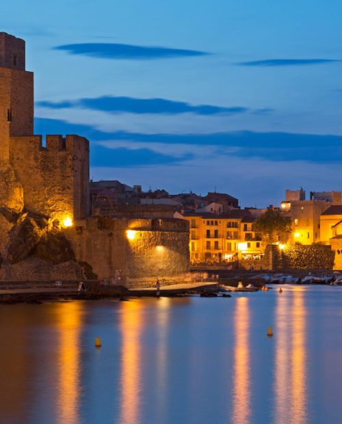 Collioure,,Coastal,Village,In,The,South,Of,France,At,Night