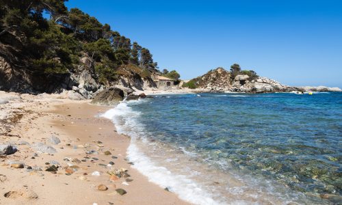 Cala,Estreta,In,Palamos,,Costa,Brava,,Spain,,Sandy,Beach,With